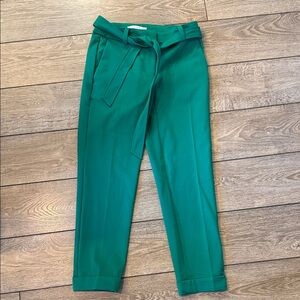 LOFT Emerald Tie-Belt Cropped Tapered Pants